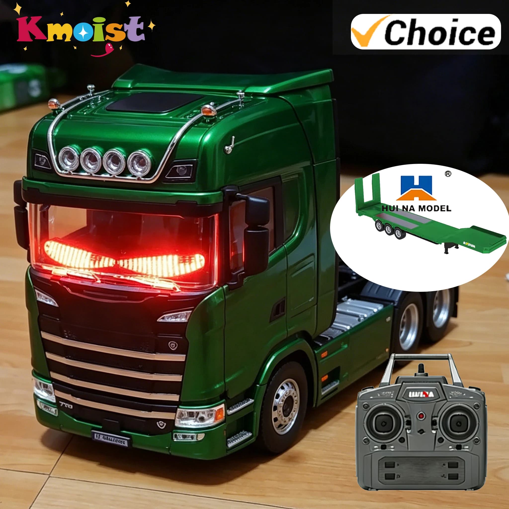 HUINA 1501 770S 1/18 19CH 2.4G RC Legierungs-Sattelzugmaschine mit Licht und Sound – Spielzeug für Jungen und Erwachsene, Geschenke