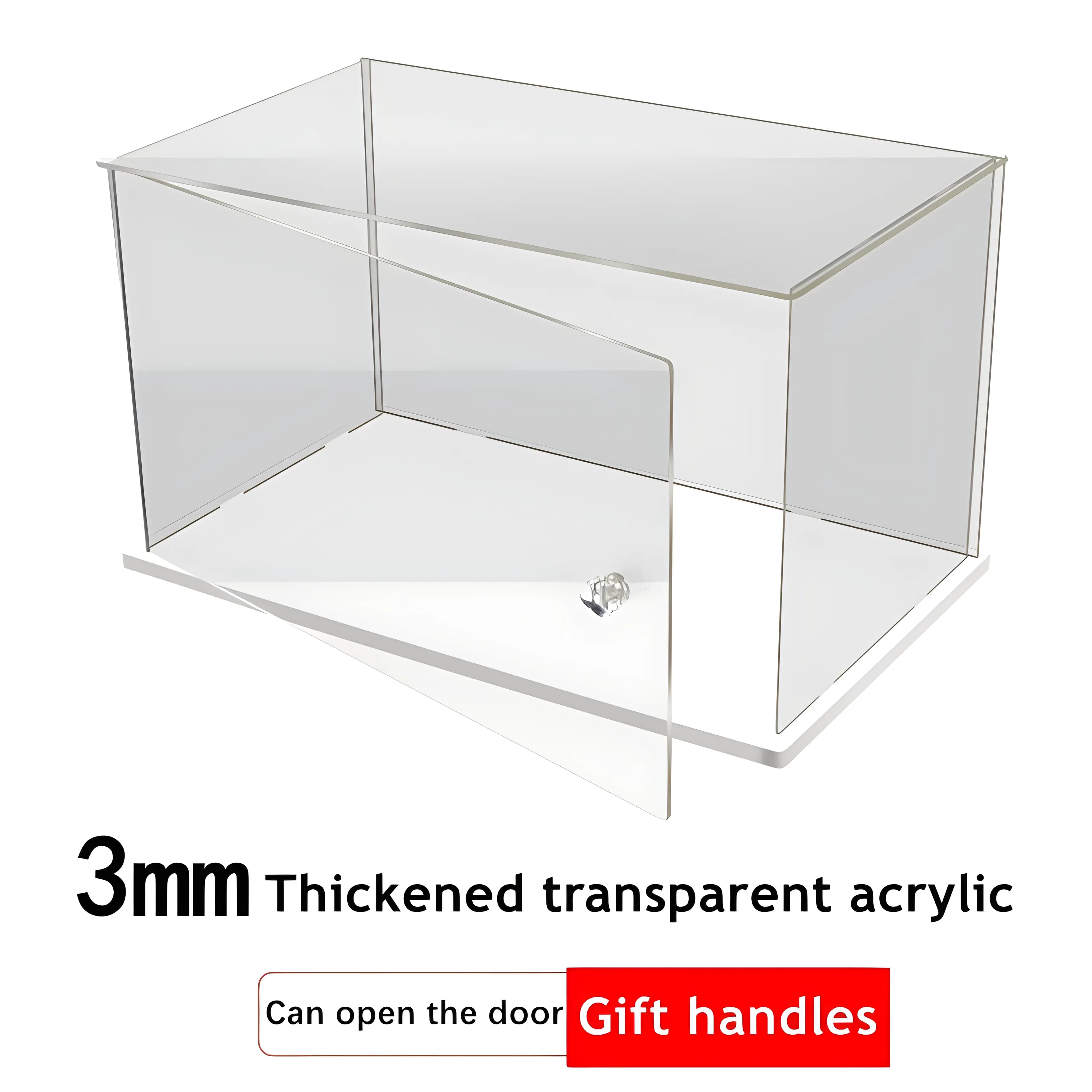 1 Stück klare Acryl-Vitrine, Display-Box-Ständer mit weißer Basis, mit Tür, staubdichte Schutzvitrine für Sammlerstücke