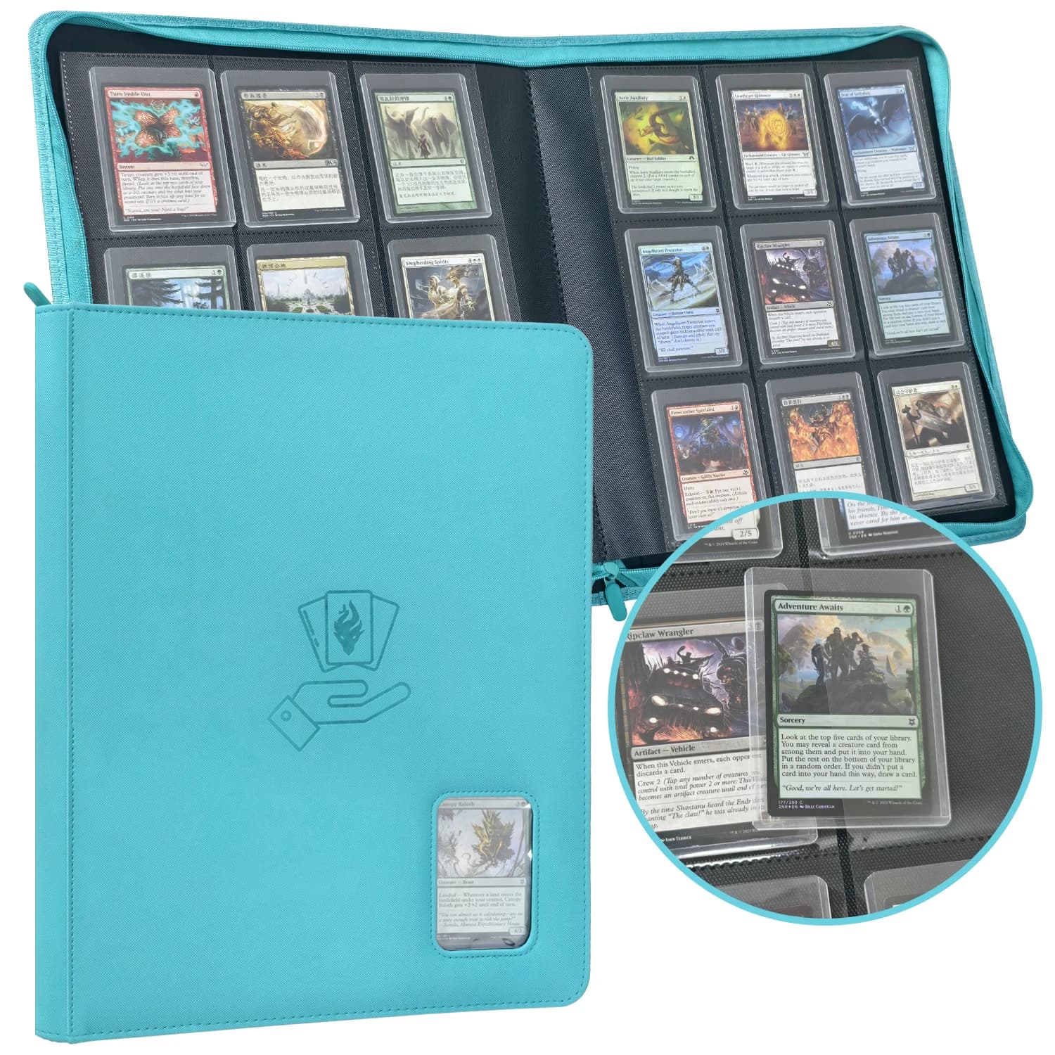 Toploader-Sammelmappe, fasst 360 Toploader, 9-Taschen-Sammelmappe für 3' x 4' starre Karten, Toploader-Kartenmappe