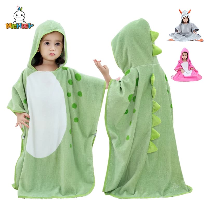 Michley Cartoon Dinosaurier Baby Badet uch Baumwolle Kapuze Strand tuch Dusche Säugling weichen Bademantel Dusche Unisex für Kinder Mädchen Jungen