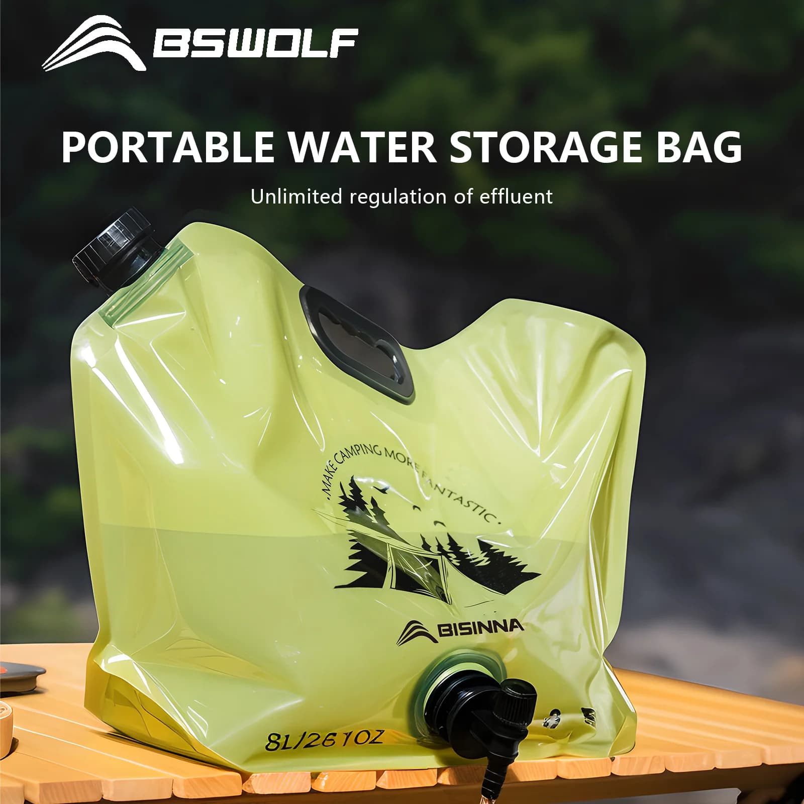 BSWOLF Outdoor Mini faltbarer Wasserbeutel Camping 8L große Kapazität tragbarer Wasserbeutel verdickte weiche Lebensmittelqualität