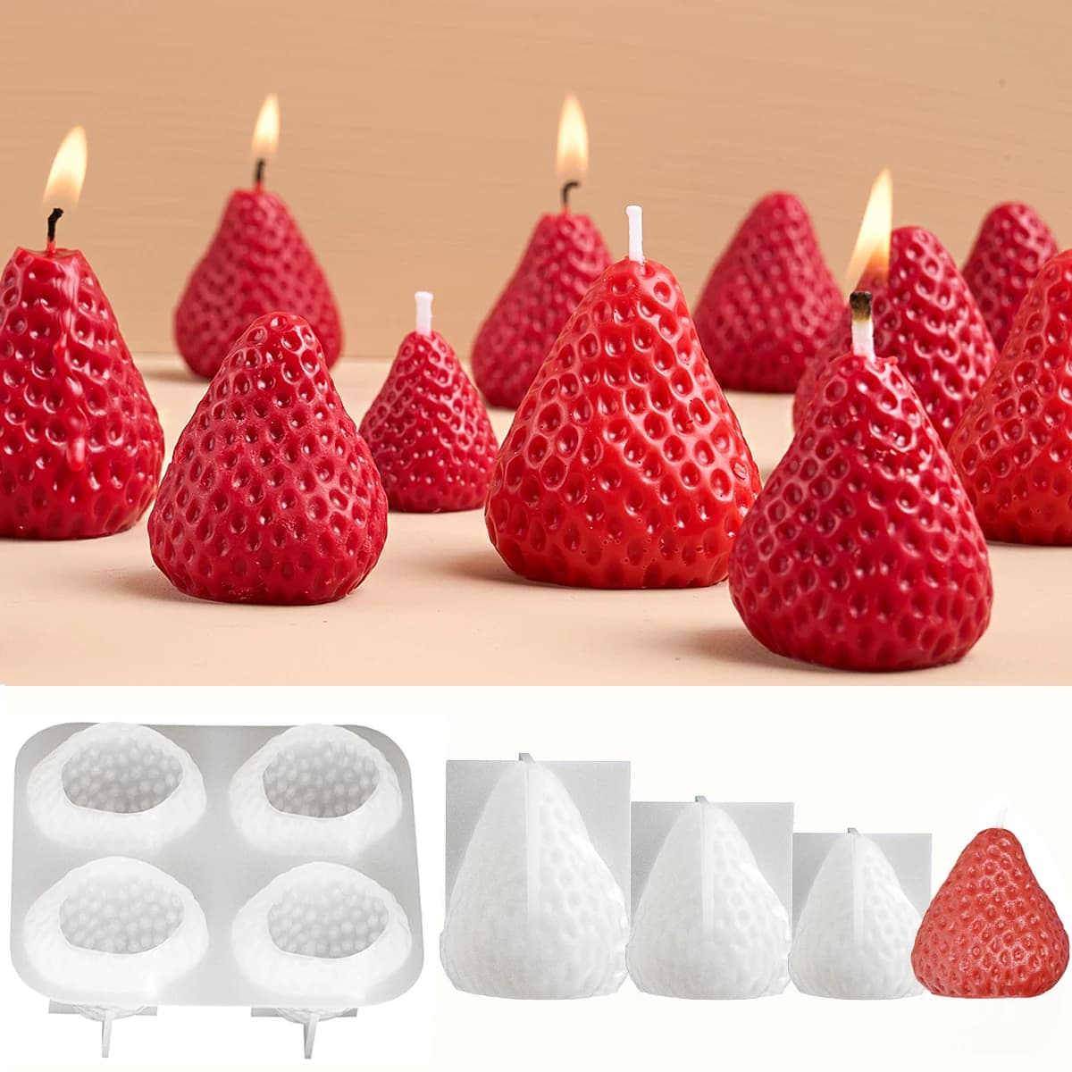 3D Erdbeere Aromatherapie Kerze Silikonform DIY handgefertigt romantisch duftend für Valentinstag Party Home Decor Geburtstagsgeschenk