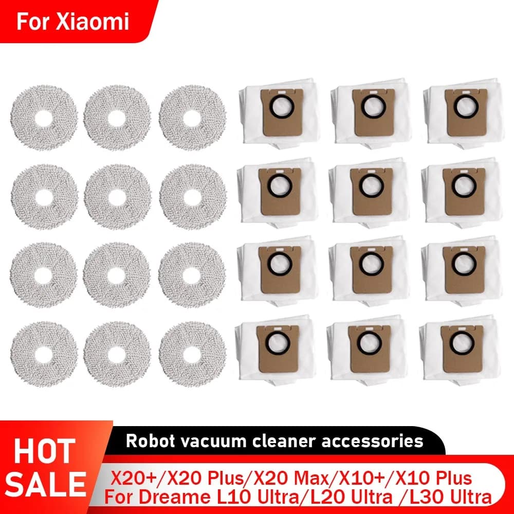 Staubbeutel Mopp Pads Kit für Xiaomi X20+/X20 Plus/X20 Max/X10+/X10 Plus/Mijia M30S/M40 für Dreame L10 Ultra/L20 Ultra /L30 Ultra