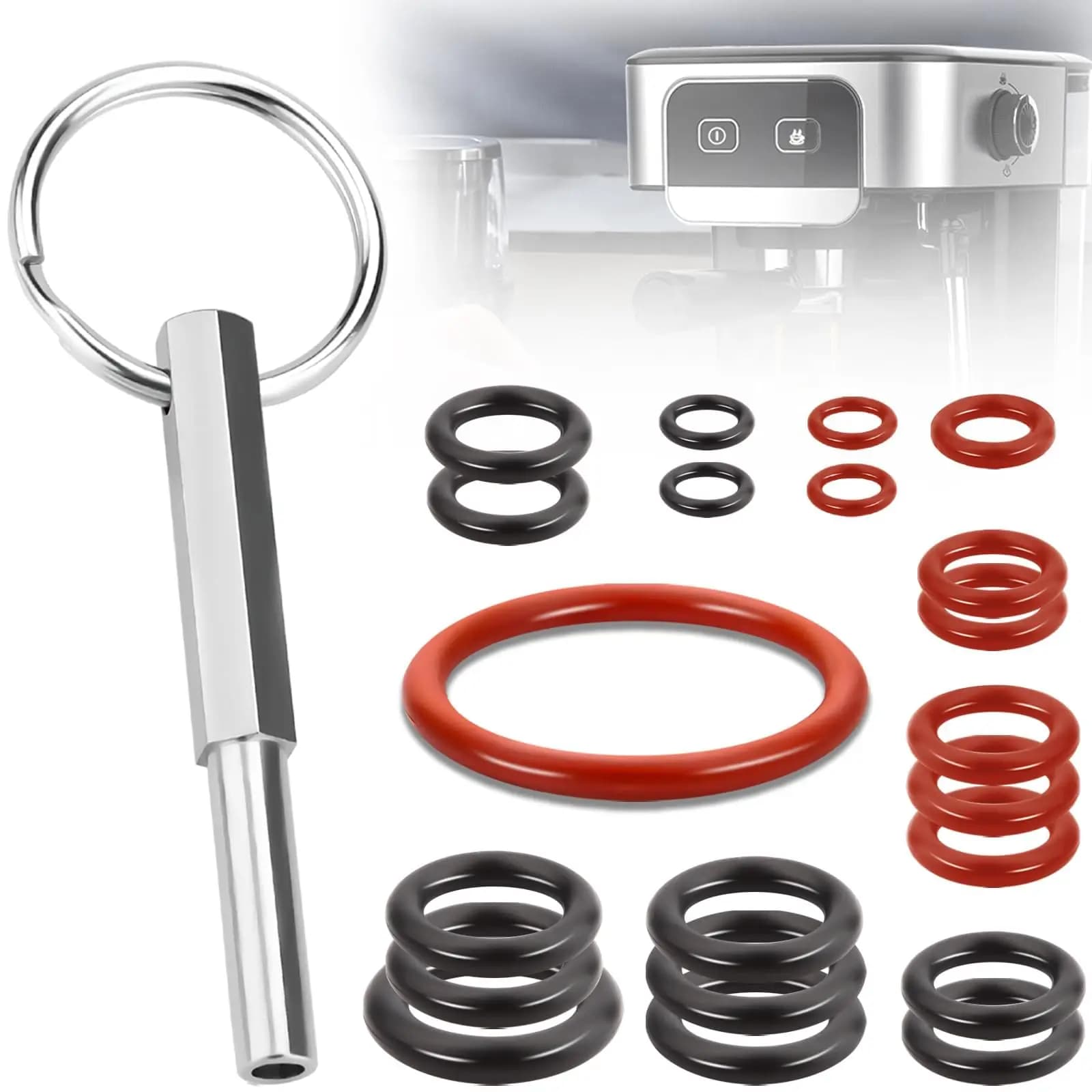 O-Ring-Set mit Ovalem Kopf und Schlüsselwerkzeug Großes Kit für J-ura Capresso/Impressa Maschinen Brühgruppe & Ablassventil O-Ring Passend für