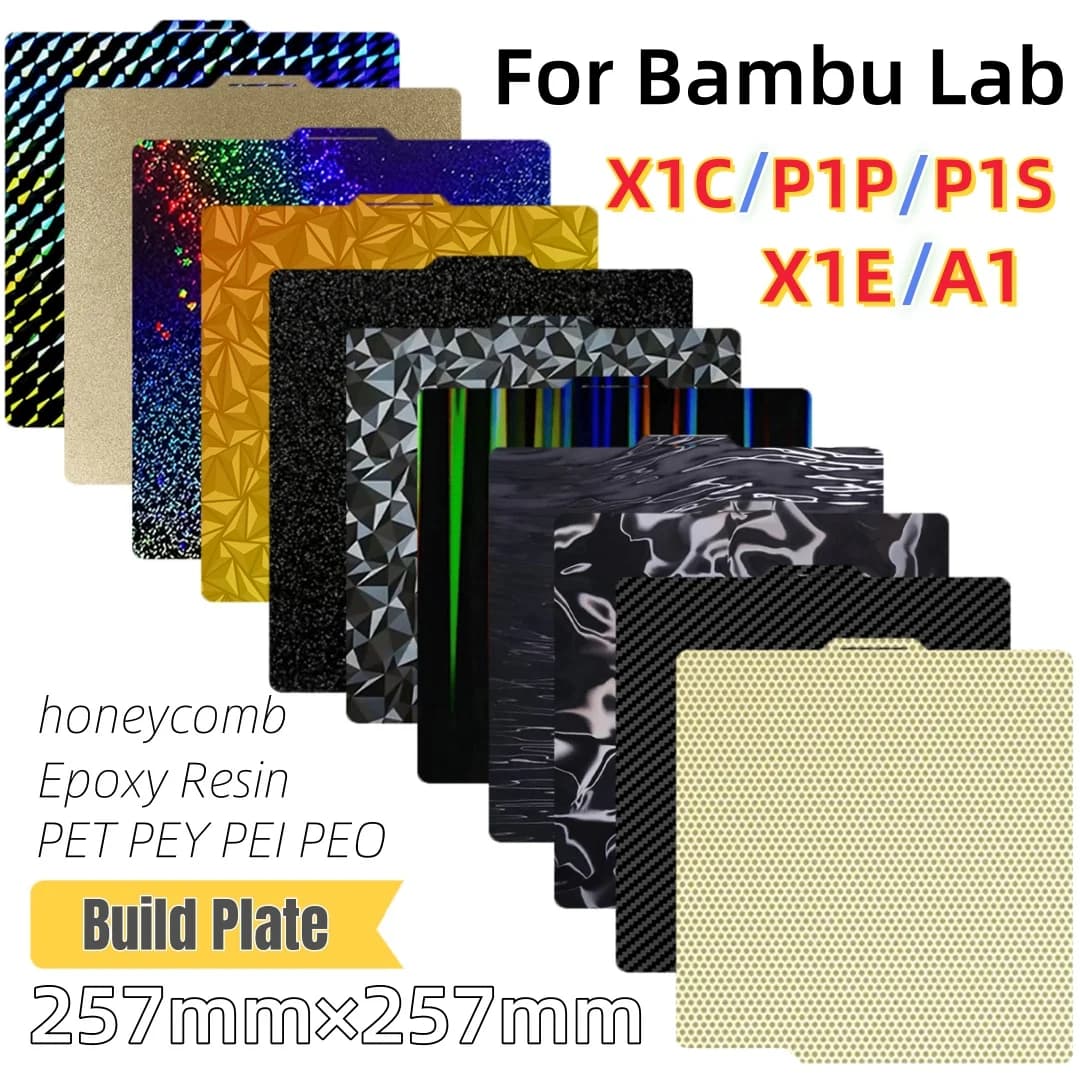 Für Bambulab A1 Bauplatte P1S X1C PEI Strukturiert 257x257 H1H PEY PEO Platte Federstahl Für Bambu Lab X1 Carbon Bambulab P1P Druckbett