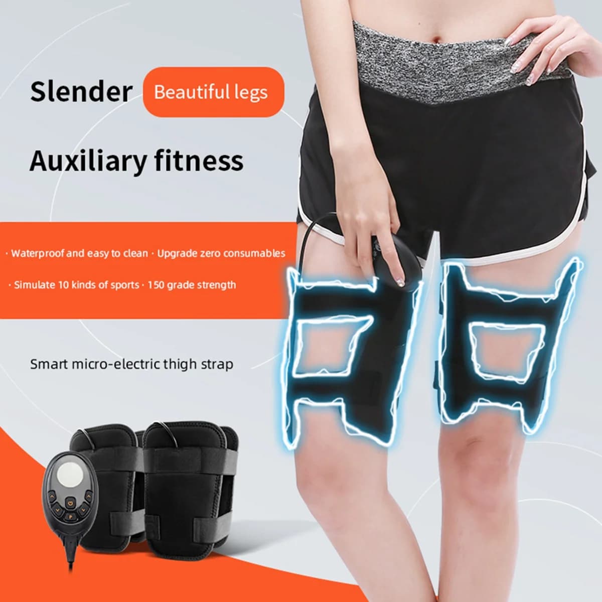 Neues Upgrade EMS Elektrischer Muskelstimulator Massagegerät Fitness TENS Anti Cellulite Beine Gürtel Trainer Abnehmen Oberschenkel