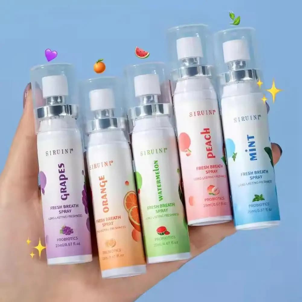 Mundspray zur Erfrischung und Geruchsbeseitigung mit Fruchtgeschmack (Litschi-Pfirsich) für langanhaltende Mundpflege