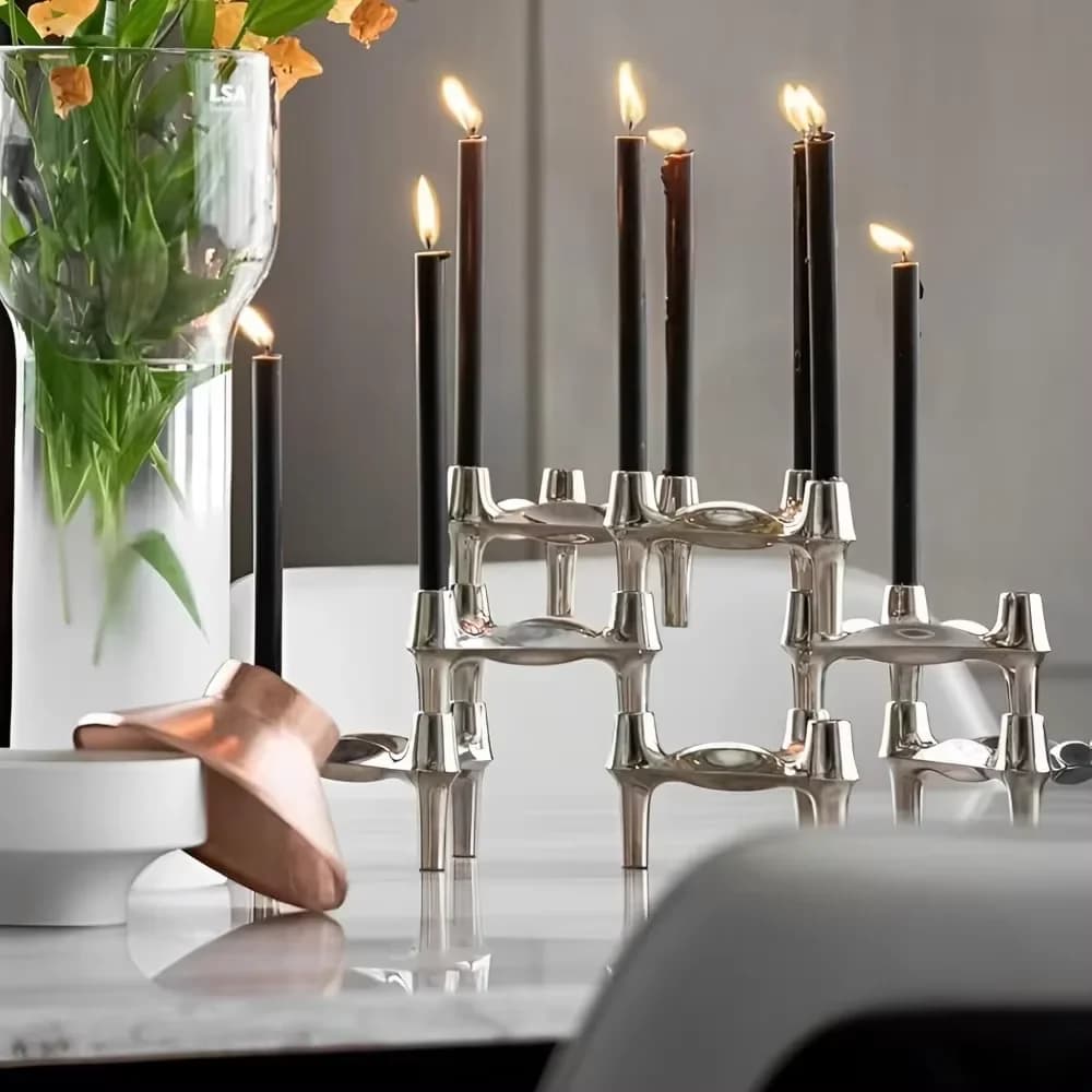 Vintage-Kerzenhalter, kleiner Ständer, nordischer Metall-Kerzenständer für Stick, dünner Kandelaber-Set für 3 Kerzen, Wohnzimmer-Dekoration
