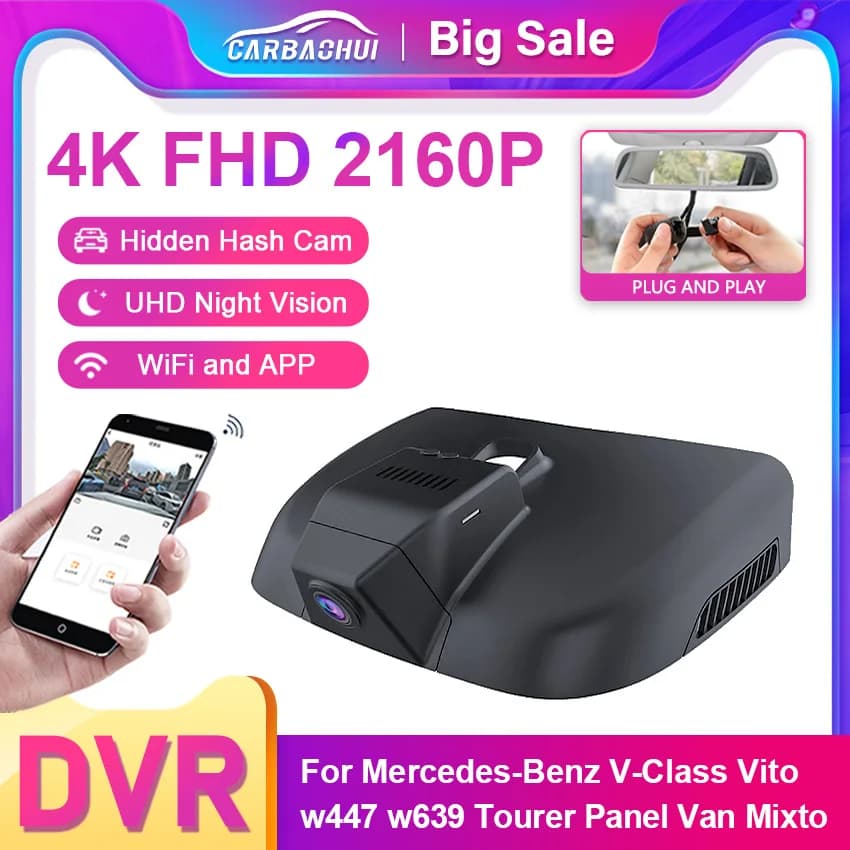 Stecker und Spielen Auto Dvr 4K WIFI Dash Cam Für Mercedes Benz Vito w447 w639 für Mercedes Benz Vito Tourer Panel Van Mixto 2016-2020