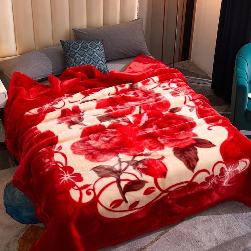 Fleece Decke Plüsch Decke König Größe Schwere Nerz Decke Seidig Weich und Warm 2 Ply A & B Gedruckt Raschel bett Decke Rose/Pfingstrose