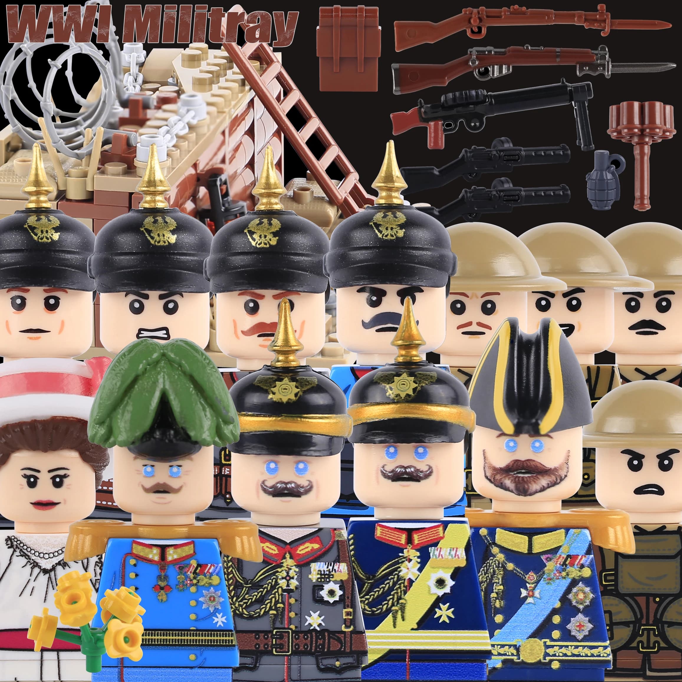Erster Weltkrieg Deutsche Preußische Soldaten Figuren Bausteine Militär US Amerikanischer Bürgerkrieg Infanterie Preußische Armee Waffen Gewehr