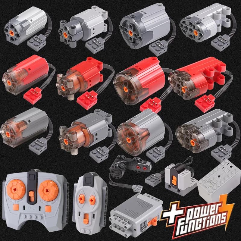 Elektrische Motor Set die Auto Fernbedienung Batterie Box Schalter mit Led-Licht Power Funktion MOC Bausteine Autos Motor Spielzeug