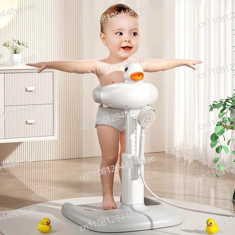 Baby-Badewanne mit Duschständer, Anti-Extrusions-Design, Verstellbarer Duschständer, Rutschfester Badewannen-Stützständer
