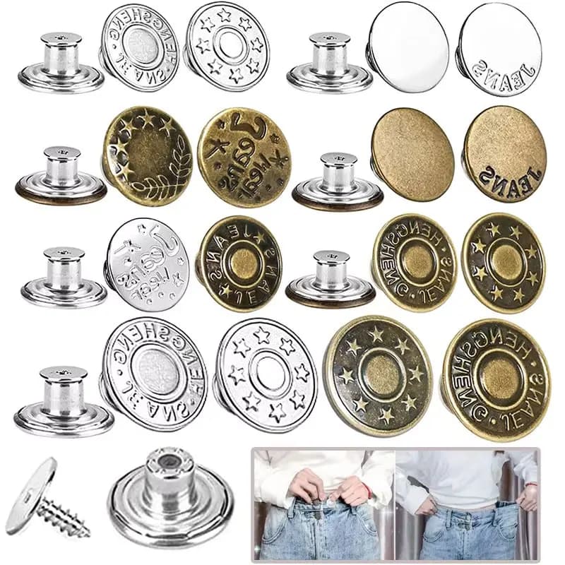5/10/20 Stück Jeansknöpfe zum Austausch, 17 mm, ohne Nähen, abnehmbare Metallknöpfe, Druckknöpfe für Jeans, Reparatur von Jeans,
