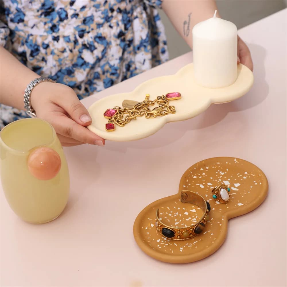 Boowan Nicole Tablett Beton Silikon form DIY Schmuck Teller Geschirr Jesmonite Terazzo Form Home Dekoration liefert