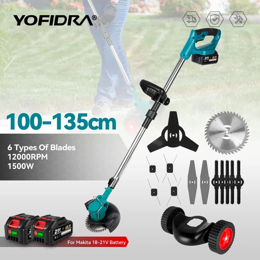 YOFIDRA 100–135 cm elektrischer Rasenmäher, 1500 W, kabellos, faltbar, Trimmer, Beschneiden, Schneiden, Garten, Elektrowerkzeug für