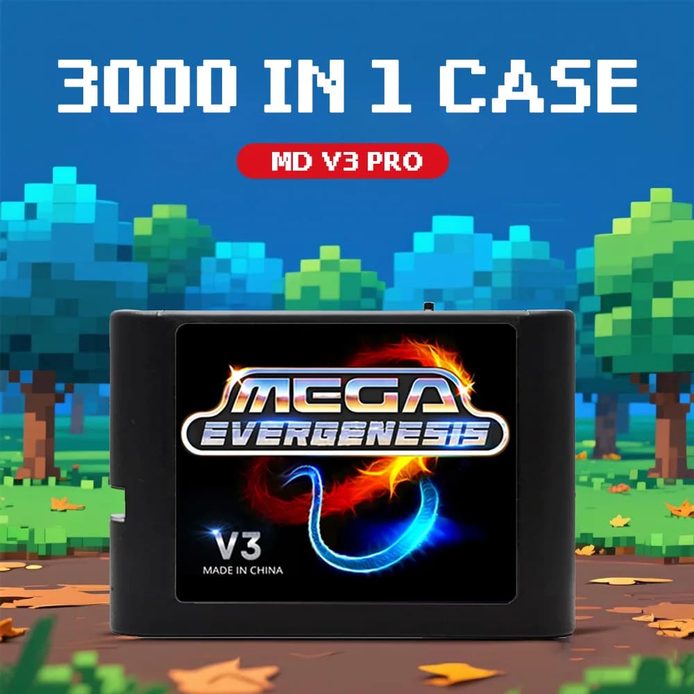 3000 in 1 Mega Genesis V3 Pro mit 4 GB TF-Karte EDMD-Spielkarte für SEGA Genesis Mega Drive Master System-Spielekonsole