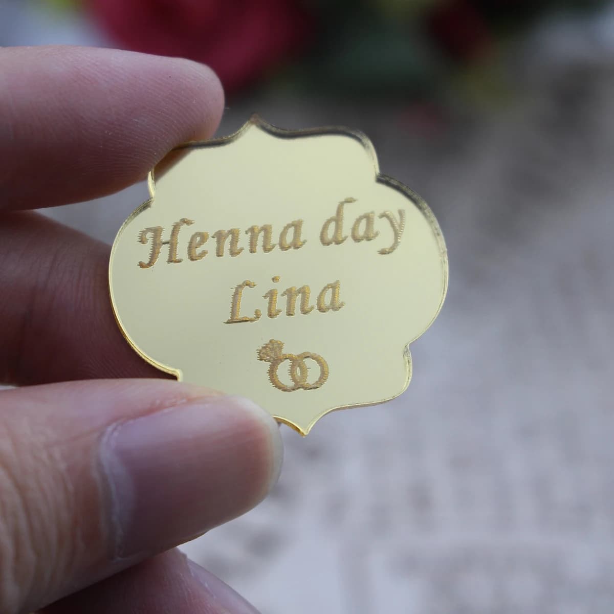 25/50/100 Stück personalisiertes Acryl-Tag, individueller Hochzeitsname, Baby-Tauf-Spiegel, Silber, Gold, gravierte Tag-Dekoration, Geschenk