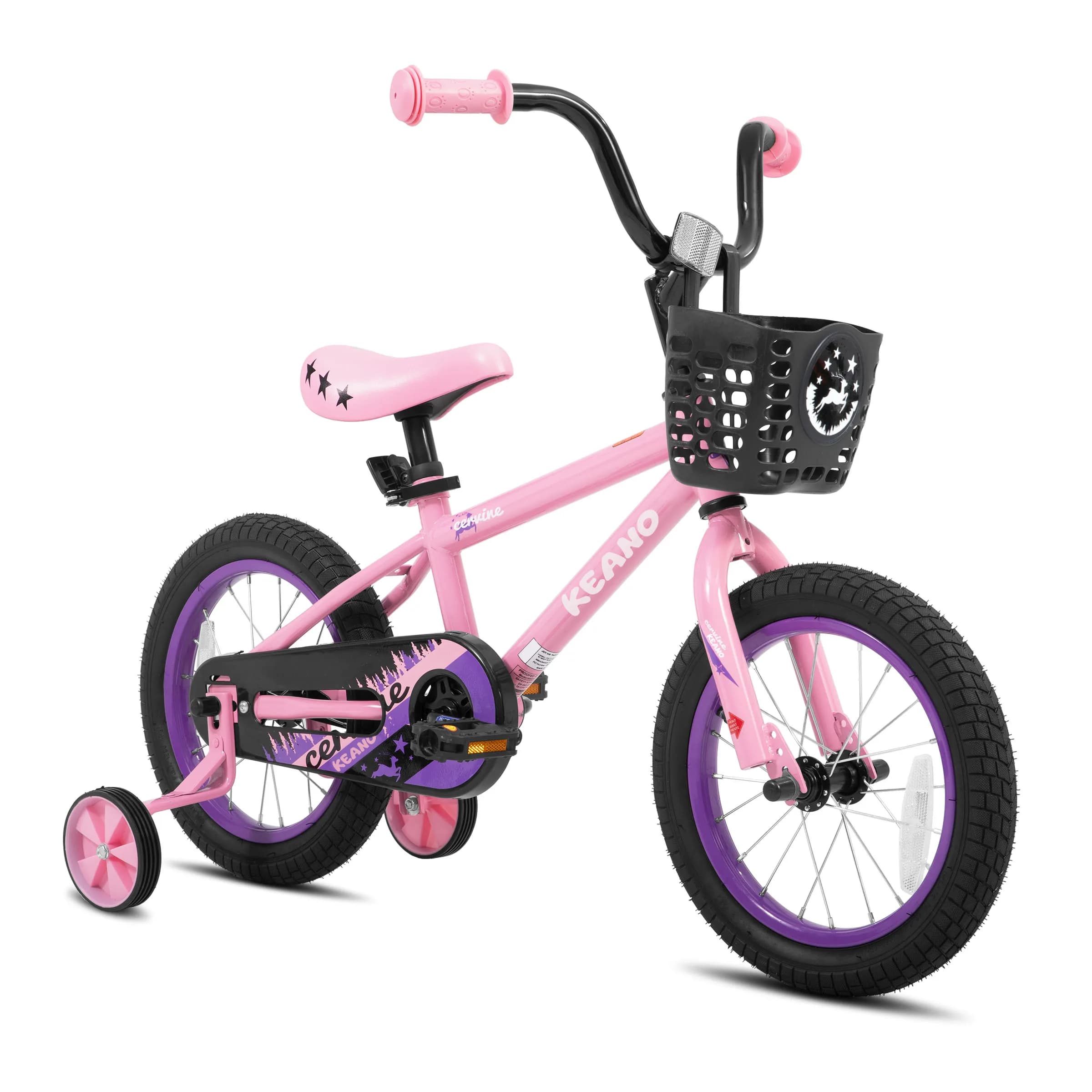 KEANO 14 16 20 Zoll Kinderfahrrad für Mädchen im Alter von 3-10 Jahren, Mädchenfahrräder mit Stützrädern, Kettenschutz, Korb, Kinderfahrrad