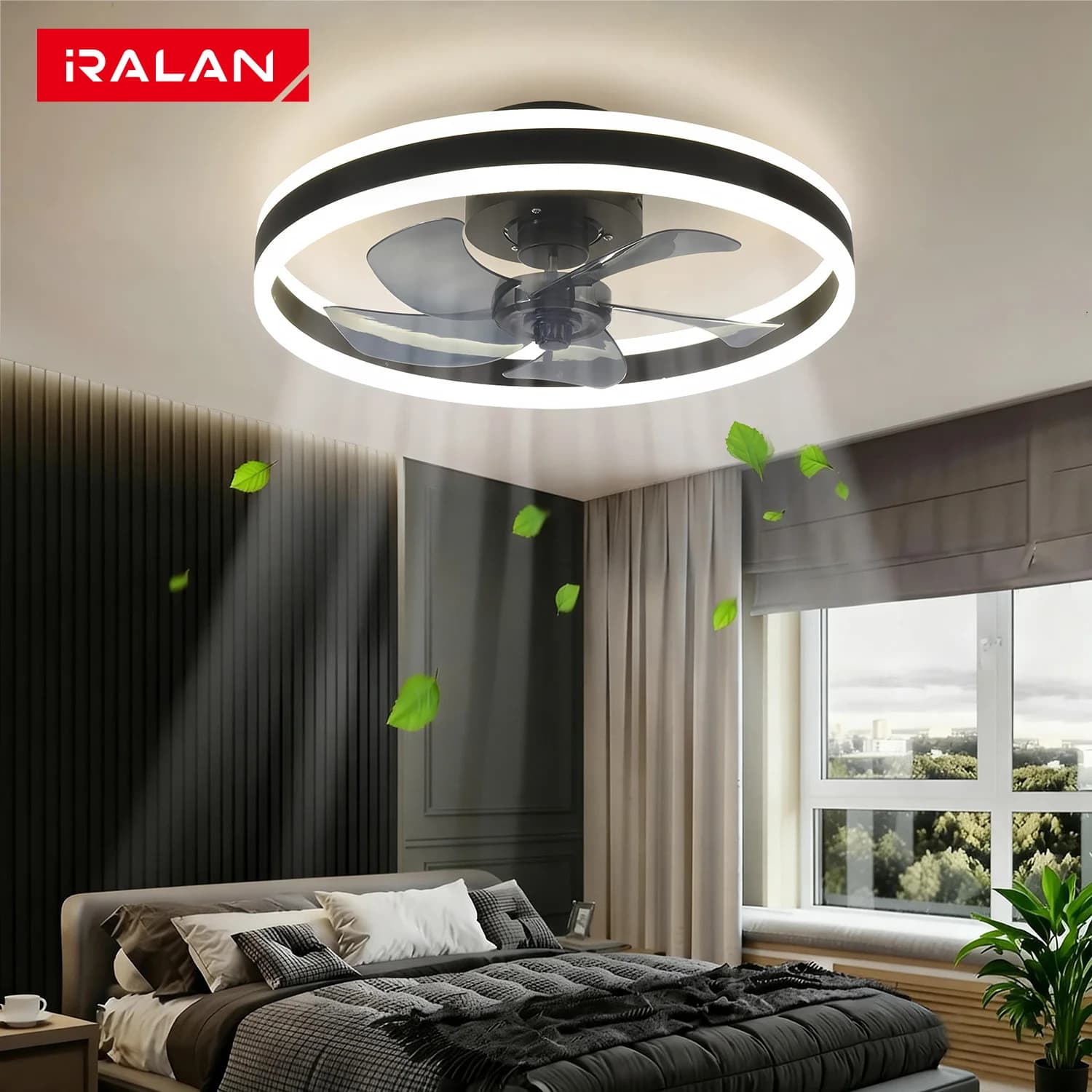 Moderner Deckenventilator (mit Beleuchtung), leiser dimmbarer LED-Deckenventilator (mit Fernbedienung), für Schlafzimmer, Arbeitszimmer, Esszimmer,