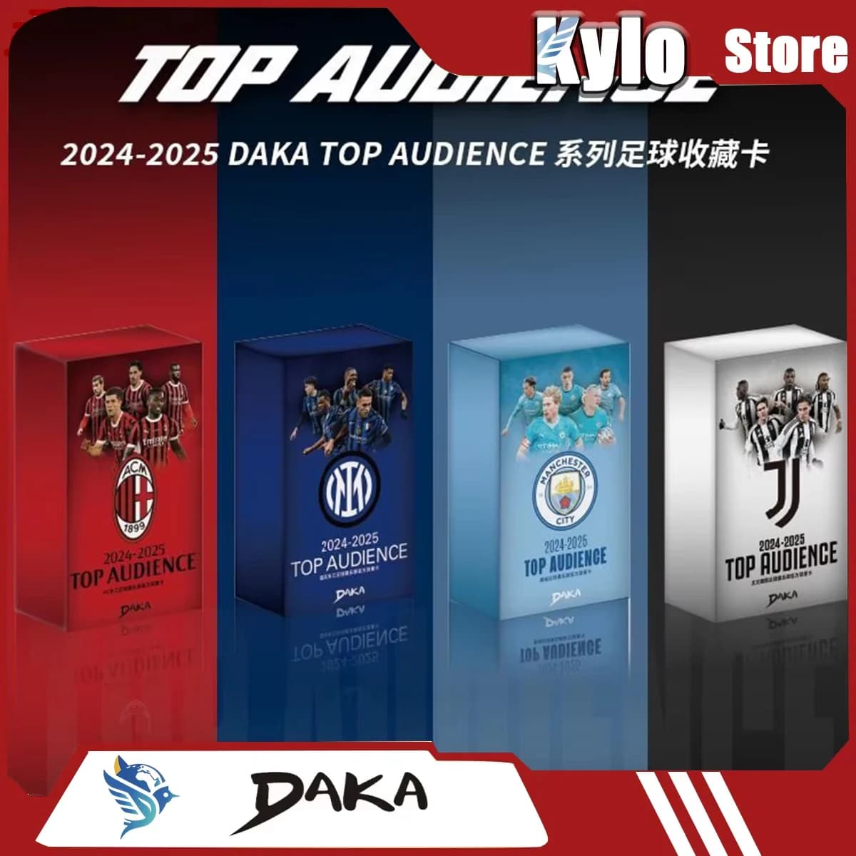 Daka 2025-2026 Sammelkarten Top-Audience Manchester Cuty Juventus AC Mailand Inter Mailand Fußballstar Offizielle Geschenkbox