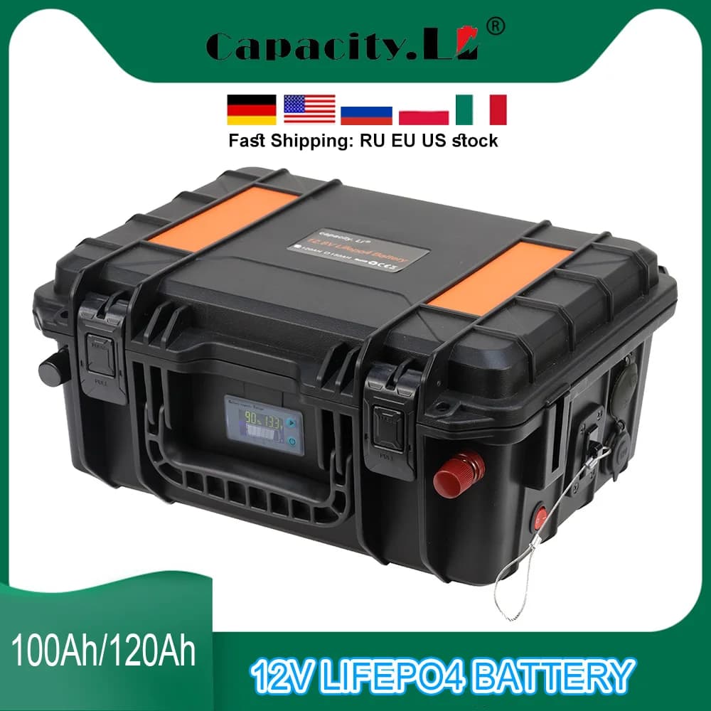 Lifepo4-Batterie, 12 V, 100 Ah, 120 Ah, wiederaufladbare Batterien, 4S1P-Akku mit BMS, für den Außenbereich, für Wohnmobile, Boote, Angeln, Solar,