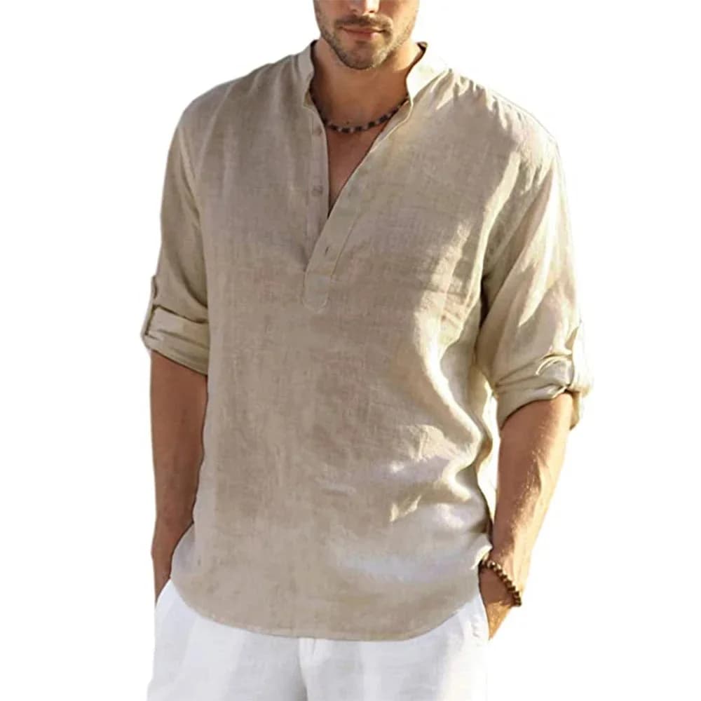 Neue männer Casual Bluse Baumwolle Leinen Hemd Lose Tops Langarm T Shirt Frühling Herbst Casual Hübsche männer Shirts