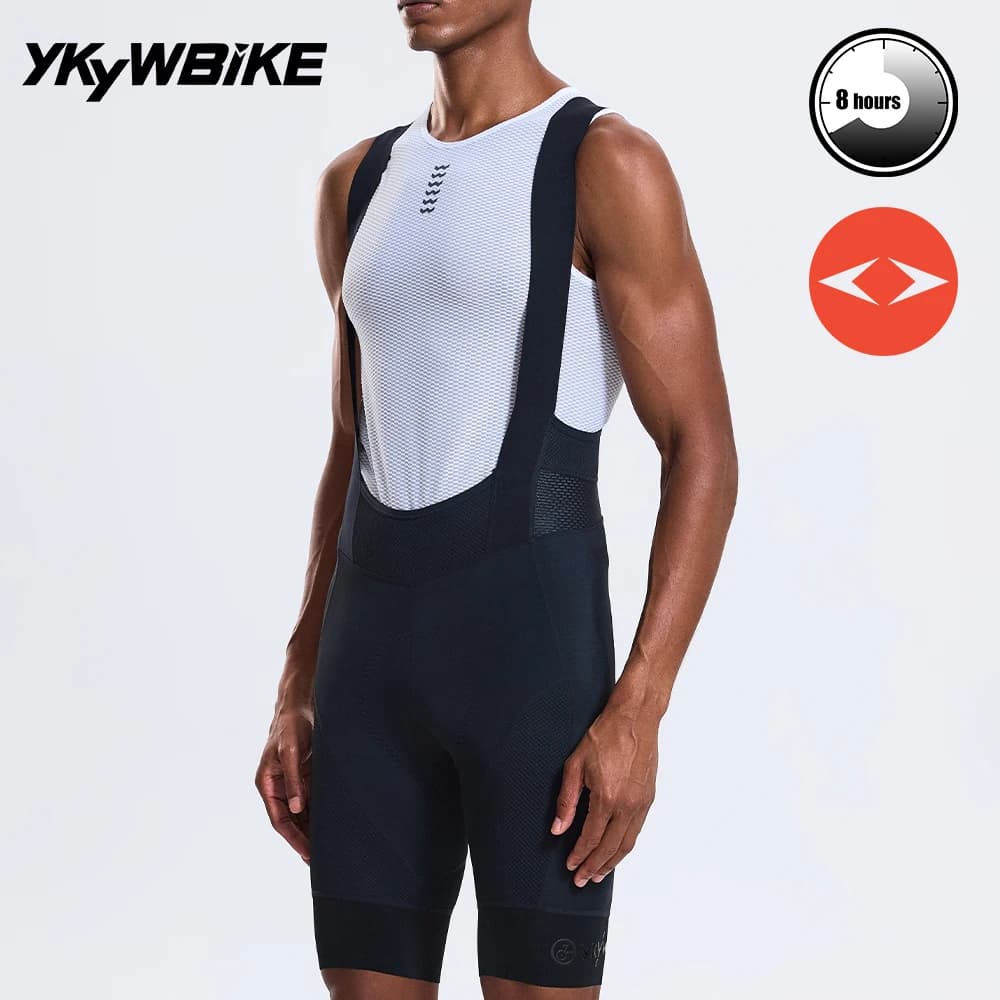 YKYWBIKE Mann Radfahren Trägerhose Italien Schnittstelle Polsterung Race Level Pro Team Fahrrad Lätzchen Kurze Rennrad Sommer Trägerhose