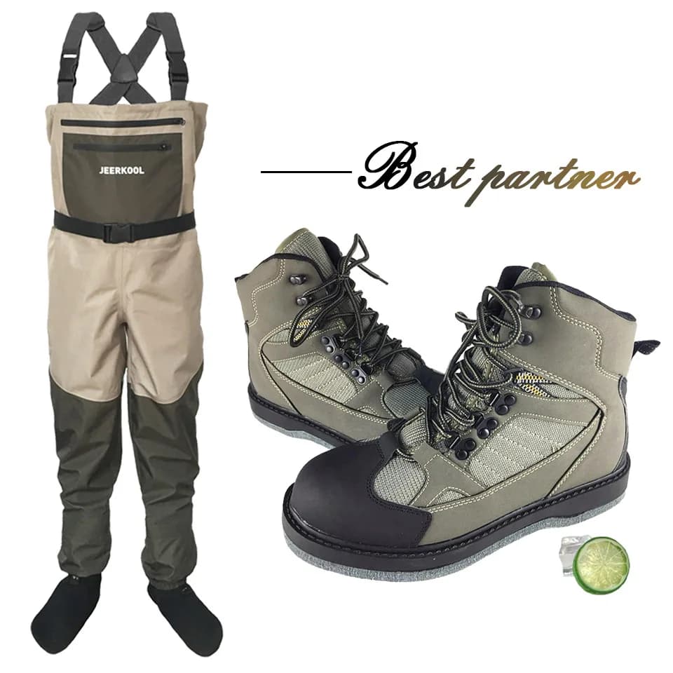 Fliegenfischen Waders Filzsohle Riff Felsen Angelschuhe Wasserdichte Watenkleidung Upsteam Jagdstiefel Brust Waders Overalls