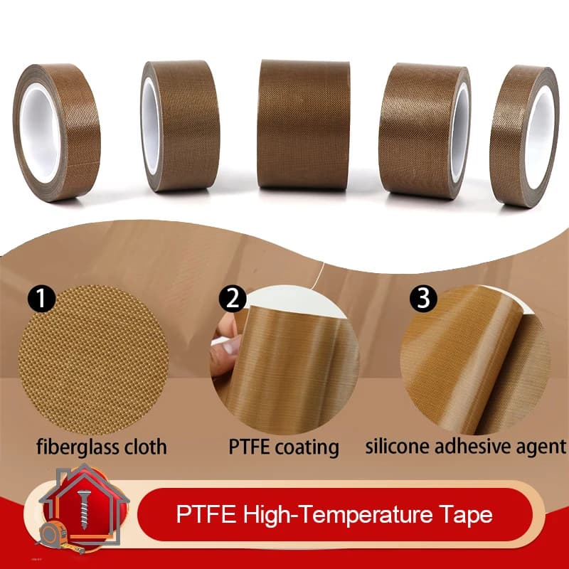 10m Rolle PTFE Hochtemperatur-Klebeband Selbstklebend Hitzebeständiges Antihaft-Isolierband für Vakuumiergeräte Heißpressmaschinen