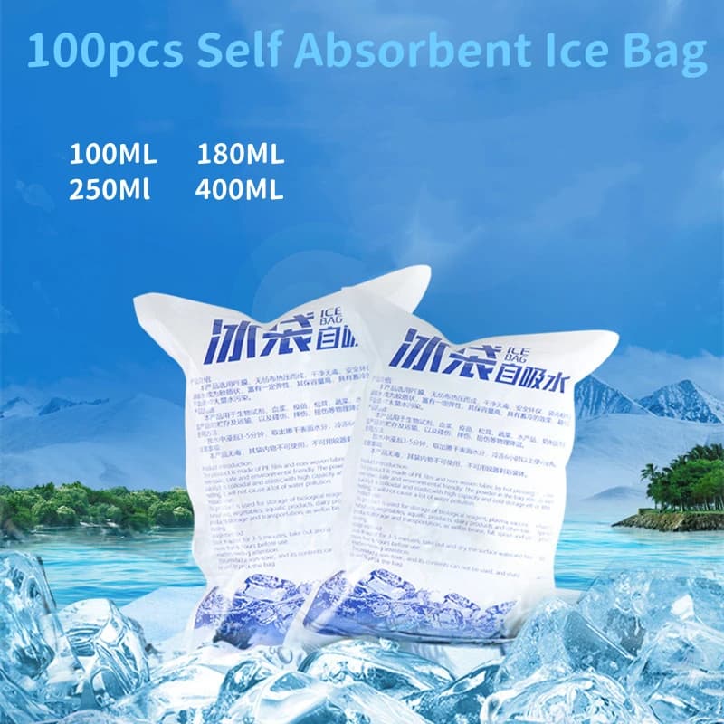 100 Stück wiederverwendbare Eisbeutel, selbstabsorbierende Zuckerguss-Kühltasche für Schmerzen, kalte Kompresse, Getränke, Kühlung,