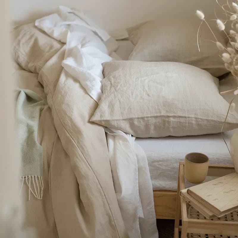 Einfarbiger Überwurf-Kissenbezug aus 100 % reinem Leinen, Euro-Sham für Bett, Umschlag-Kissenbezug in Sondergröße, Dekorationskissenbezug