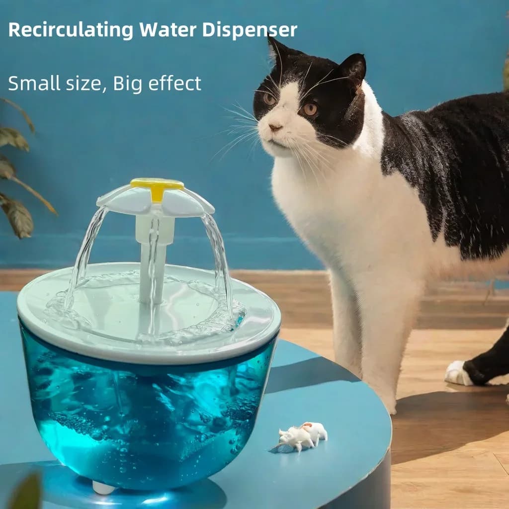 Katzen-Trinkbrunnen, 1,2L Zirkulierender Haustier-Wasserspender, USB-Betrieben, Geräuscharm, mit Filterschaum für Katzen und Kleine Hunde