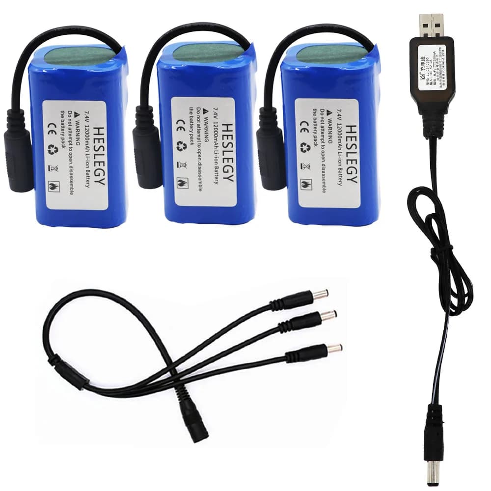 7,4 V 12000 mAh hohe kapazität Batterie mit USB Ladegerät Für T188 T888 2011-5 TH88 CF18 C18 RC High Speed RC Köder Boot Fischerboot