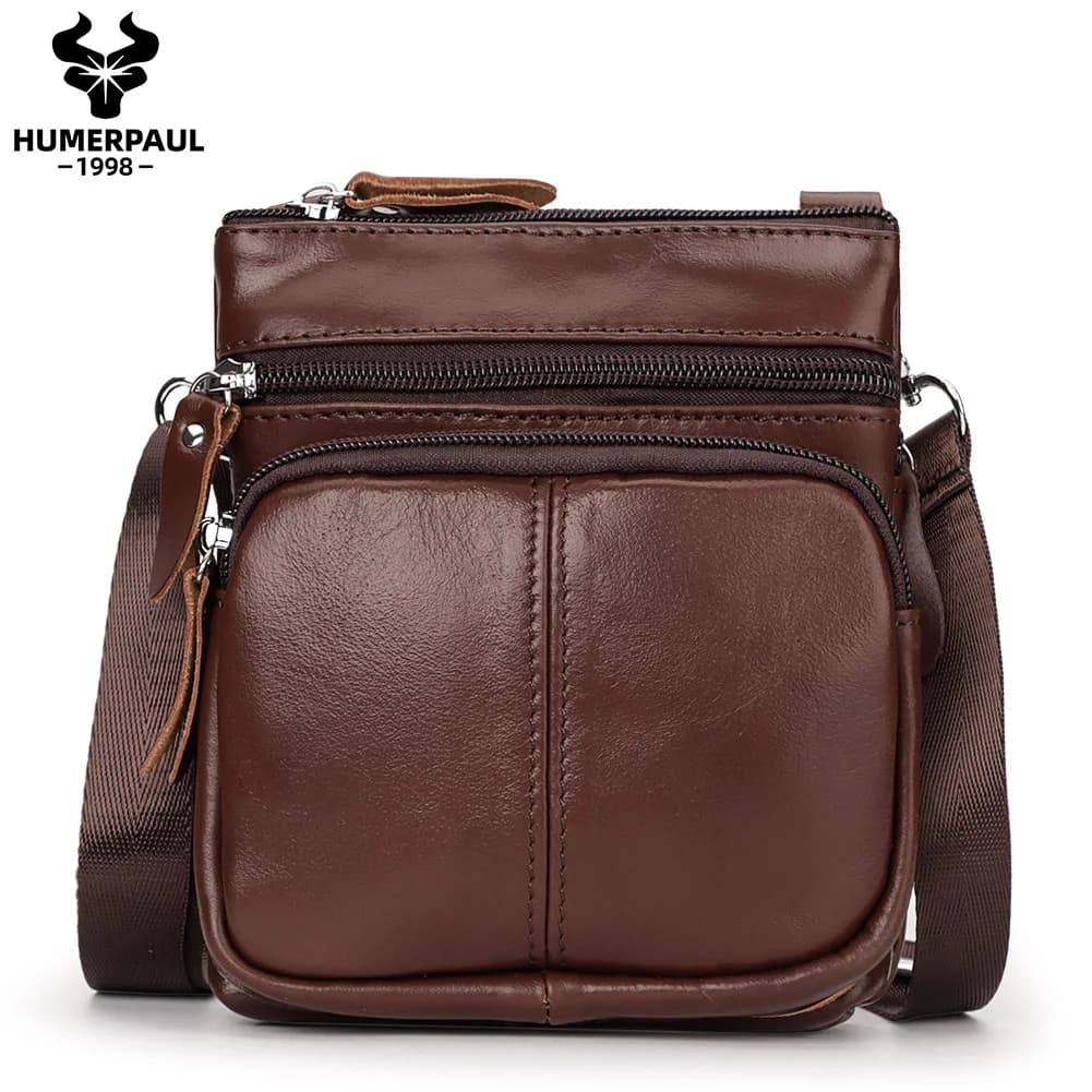 Humer paul 2024 neue echte Leder Herren Umhängetasche kleine Vintage Umhängetaschen Mini hochwertige männliche Umhängetasche für die Reise
