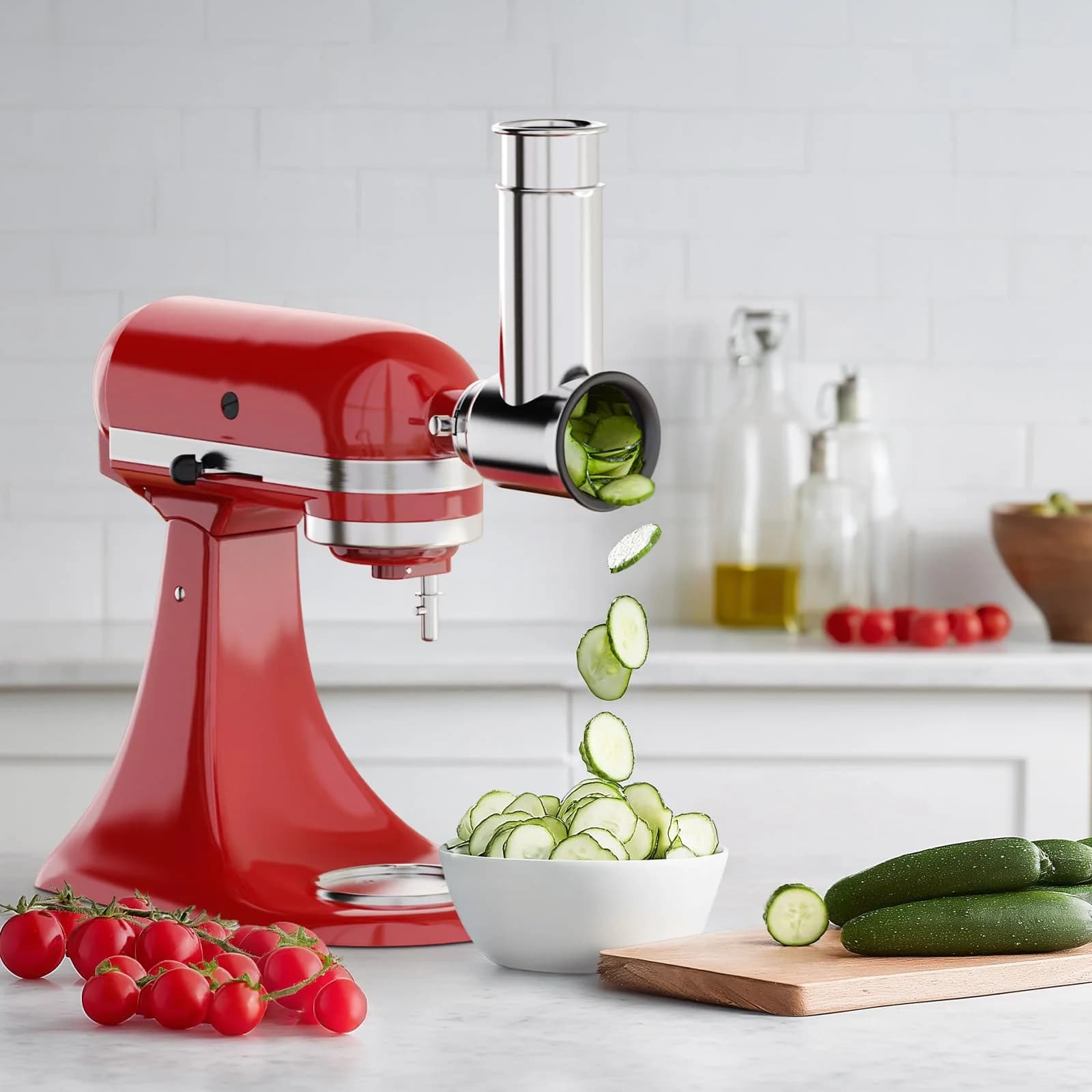 GVODE Edelstahl-Schneidemaschine, Schredder-Aufsatz für KitchenAid Standmixer, Salatbereiter, Schleifpulver mit 4 Klingen