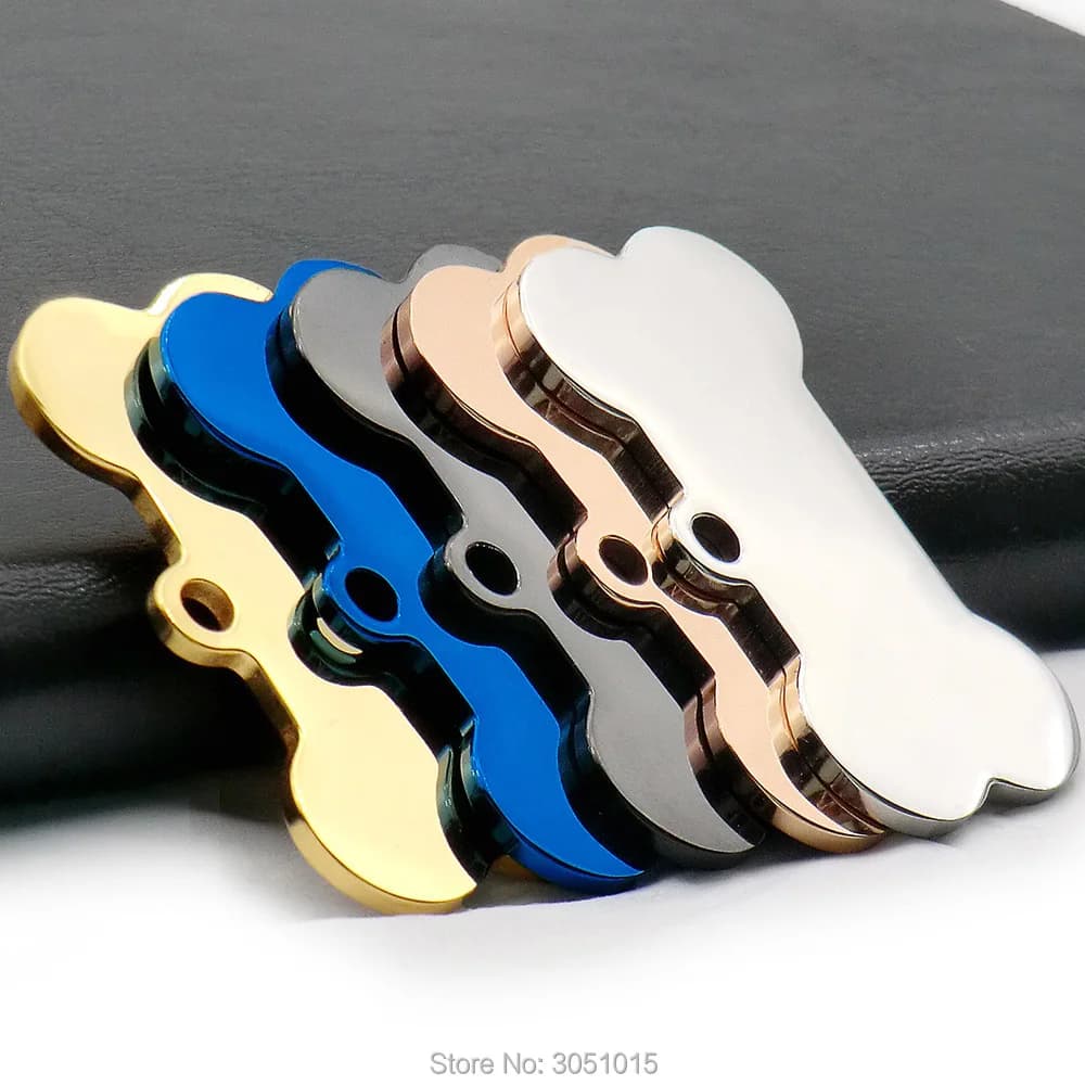 20 Stück Katze Hund ID Tag Hund personalisierte Edelstahl Halsband Knochen Haustier Charm Haustier Namen Anhänger Knochen Halskette Halsband Welpen