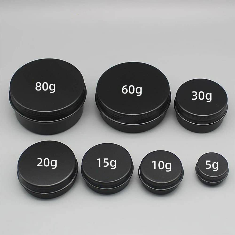 5/10/15/20/30/50/60/80/100/150g schwarz leere Aluminium box Deckel silberne Blechdosen runde Metall box leere Ceam Glas Kosmetik box