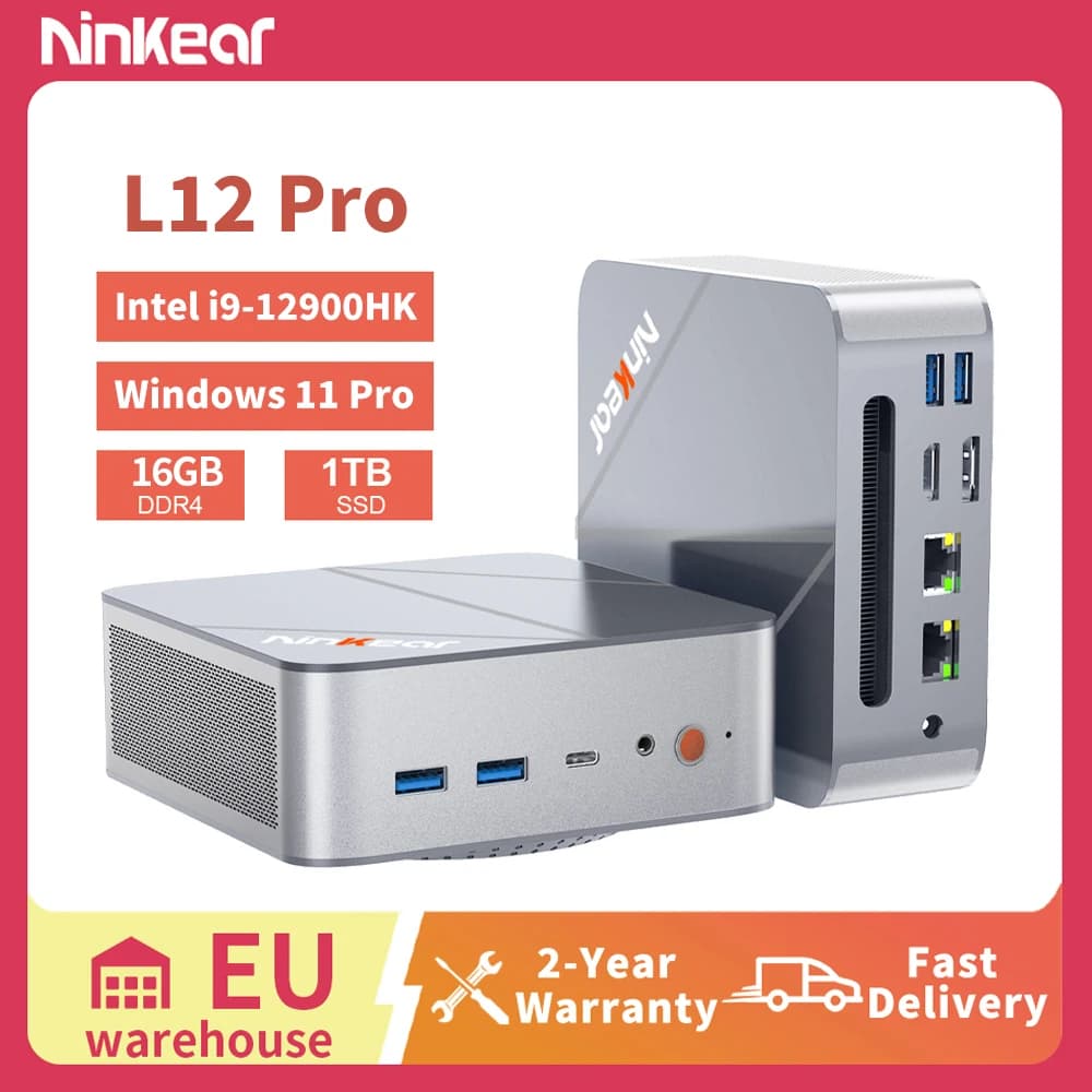 Ninkear L12 Pro Mini-PC Intel i9-12900HK Windows 10/11 16GB DDR4 1TB SSD WiFi 6 BT5.2 Triple-Display Gaming-Desktop-Computer Kompakt für Büro