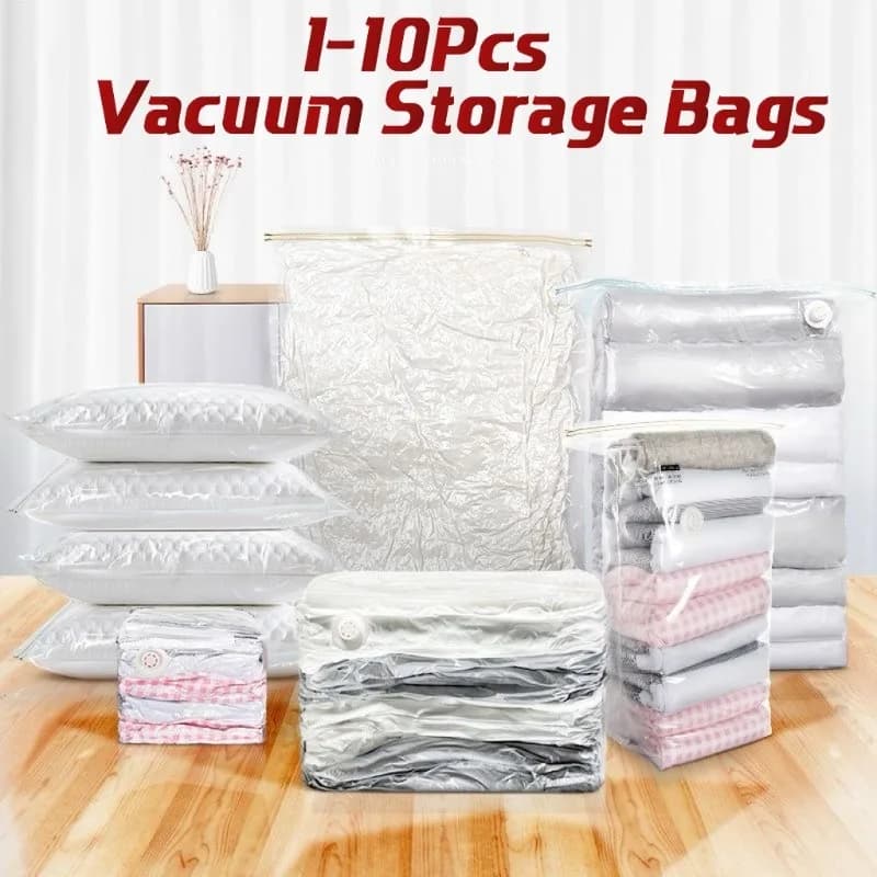 1–10 Stück tragbare Vakuum-Kompressions-Aufbewahrungstasche für Kleiderschrank, Mantel, staubdicht, hängender Stil, Koffer, Luftabsaugung,