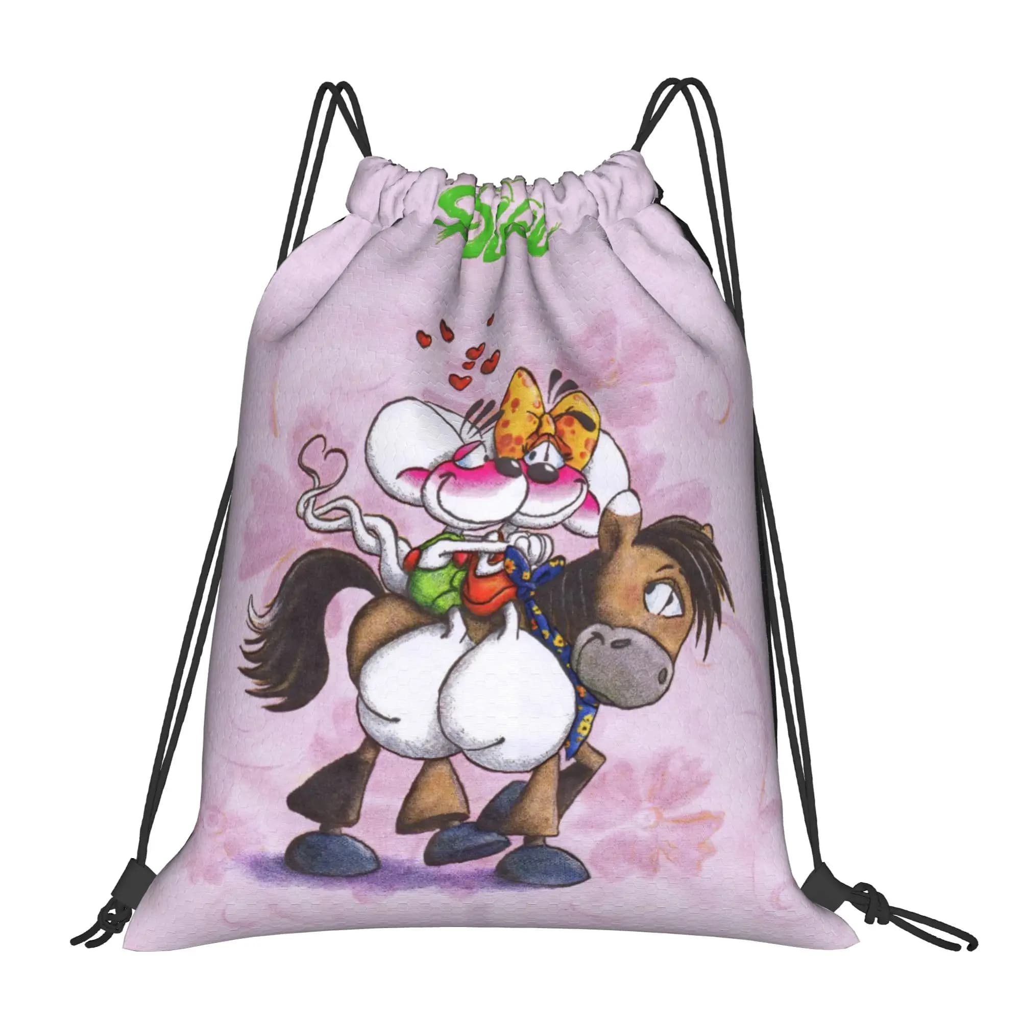 Cartoon D-Diddl Rat Niedliche Turnbeutel mit Kordelzug, Sportrucksack, Gymnastikbeutel, wasserabweisender String-Beutel zum Radfahren