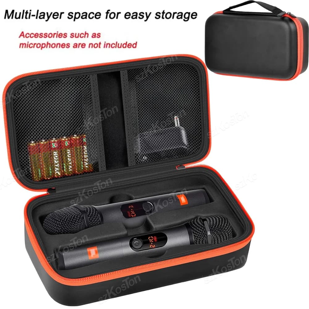 Tragbare Eva Wireless Mikrofon Aufbewahrungstasche Tragetasche kompatibel mit JBL Wireless Two Microphone System für Trip Camping