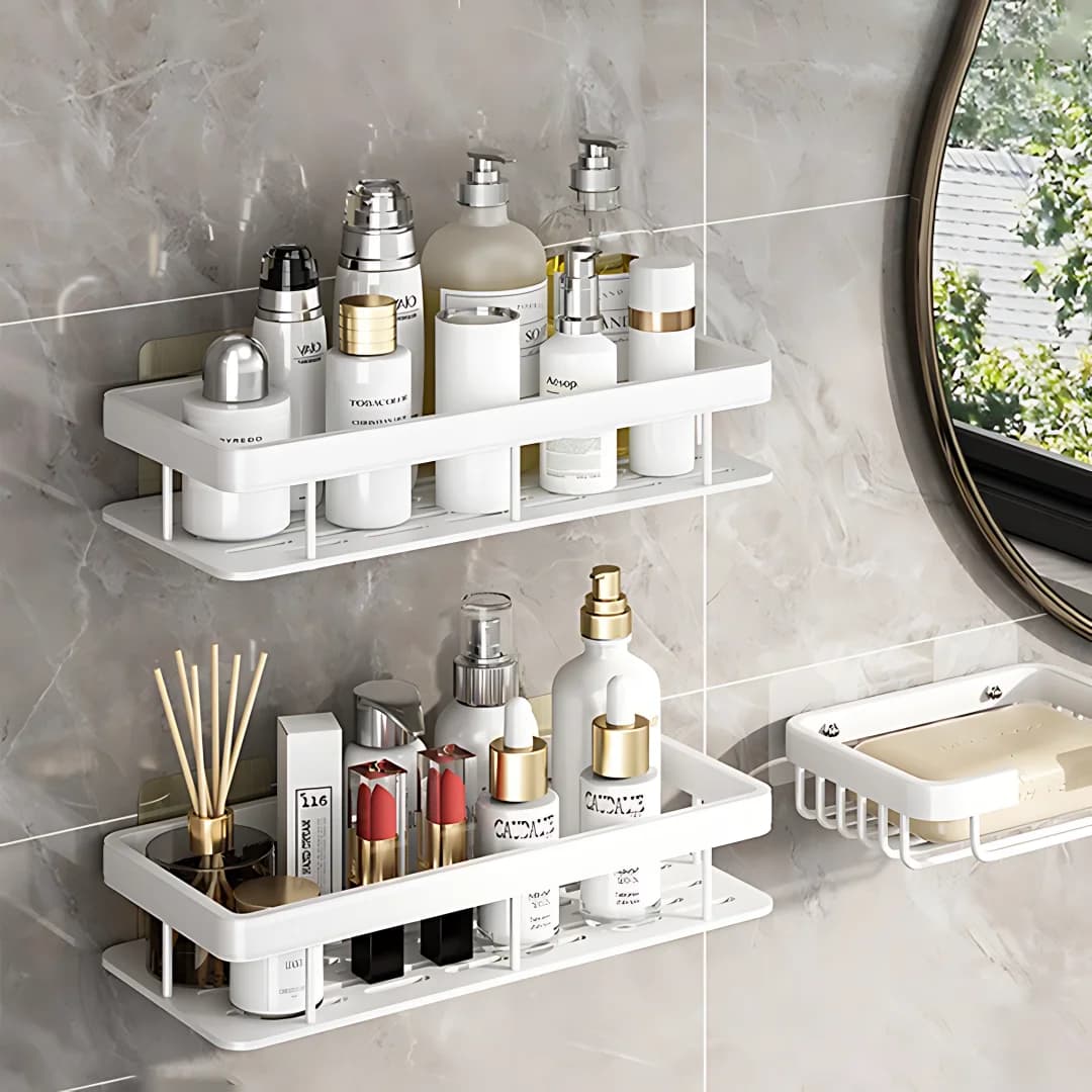 2 Stück Bad Regal Küche Lagerung Veranstalter Aluminium legierung Shampoo Rack Dusch regal Bad zubehör kein Bohr regal