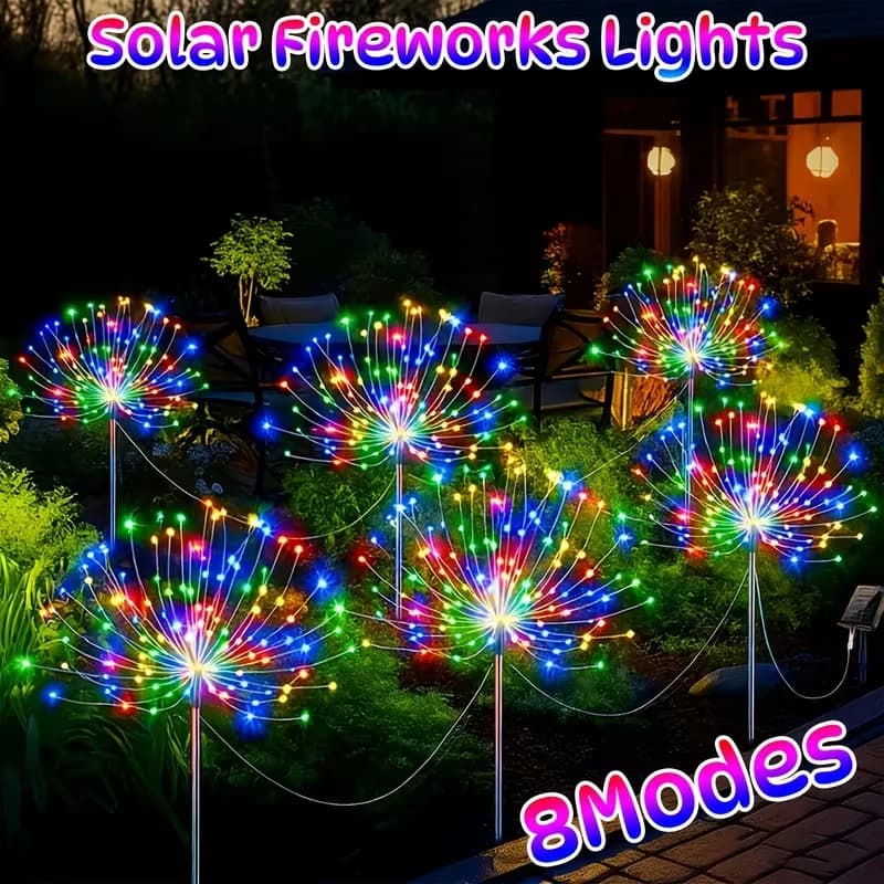 4/5/6er-Pack 480LED Solar-Feuerwerkslichter für den Außenbereich, intelligente Solar-Gartenlichter, Starburst-Lichterketten, 8 Modi für