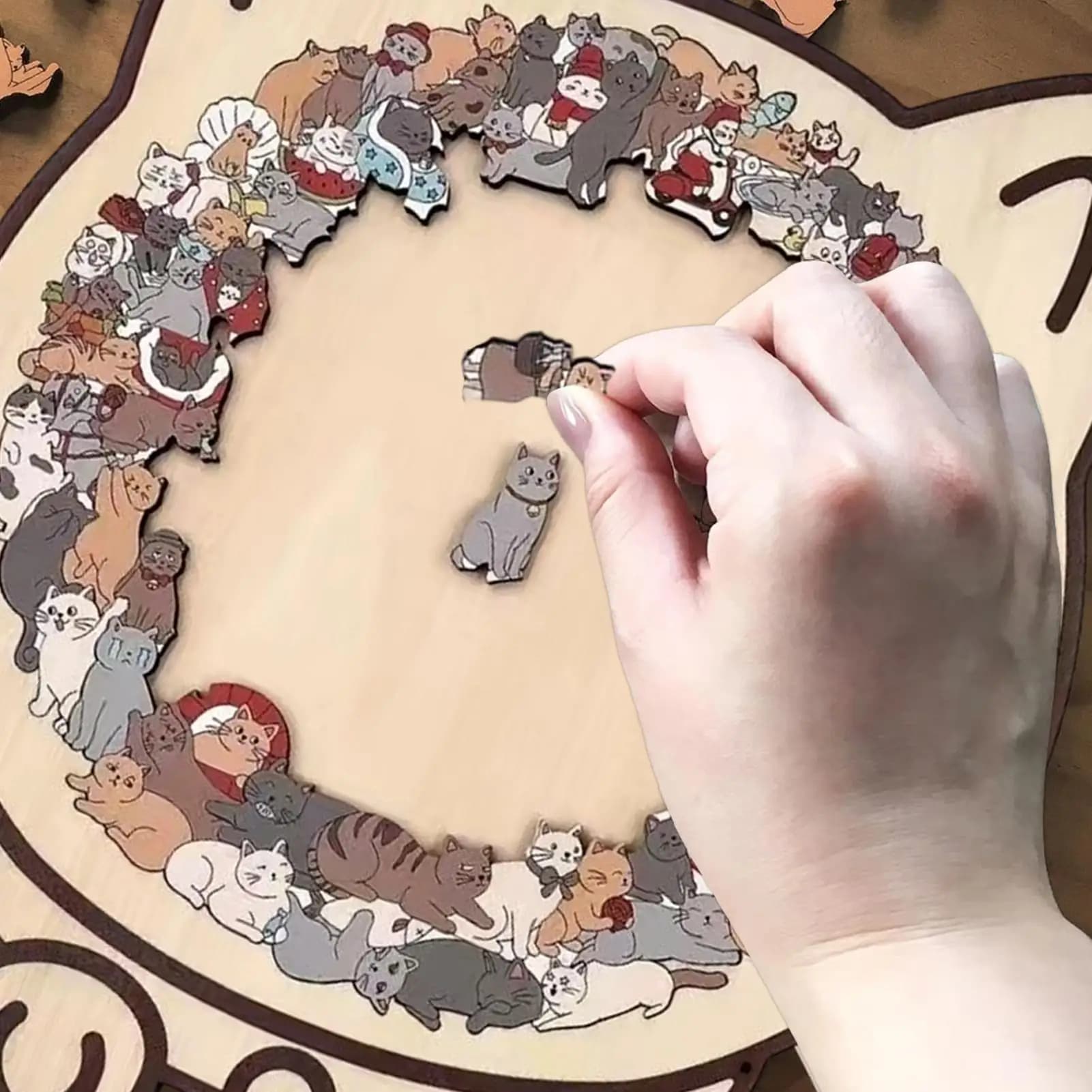 Hölzernes Katzenpuzzle Katzenförmiges Holzpuzzle Unregelmäßige Puzzleteile Spiel Geburtstag Weihnachtsgeschenke für Katzenliebhaber