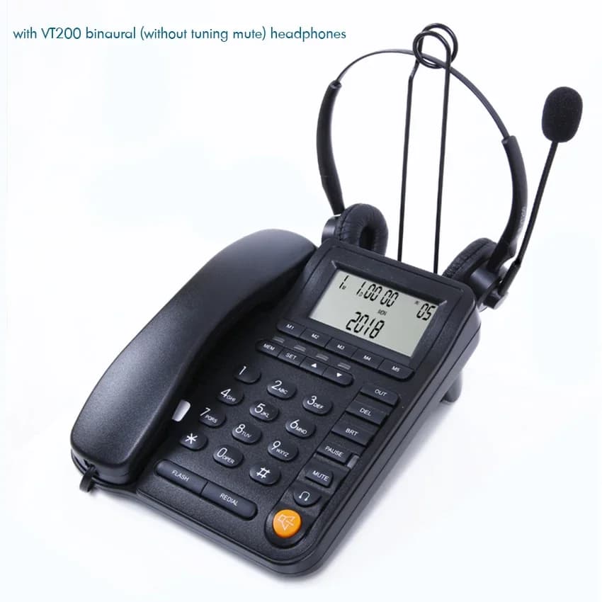 Schnurgebundenes Callcenter-Telefon mit Headset-Mikrofon mit Geräuschunterdrückung, Anrufer-ID-Empfänger, Freisprecheinrichtung, Festnetztelefon
