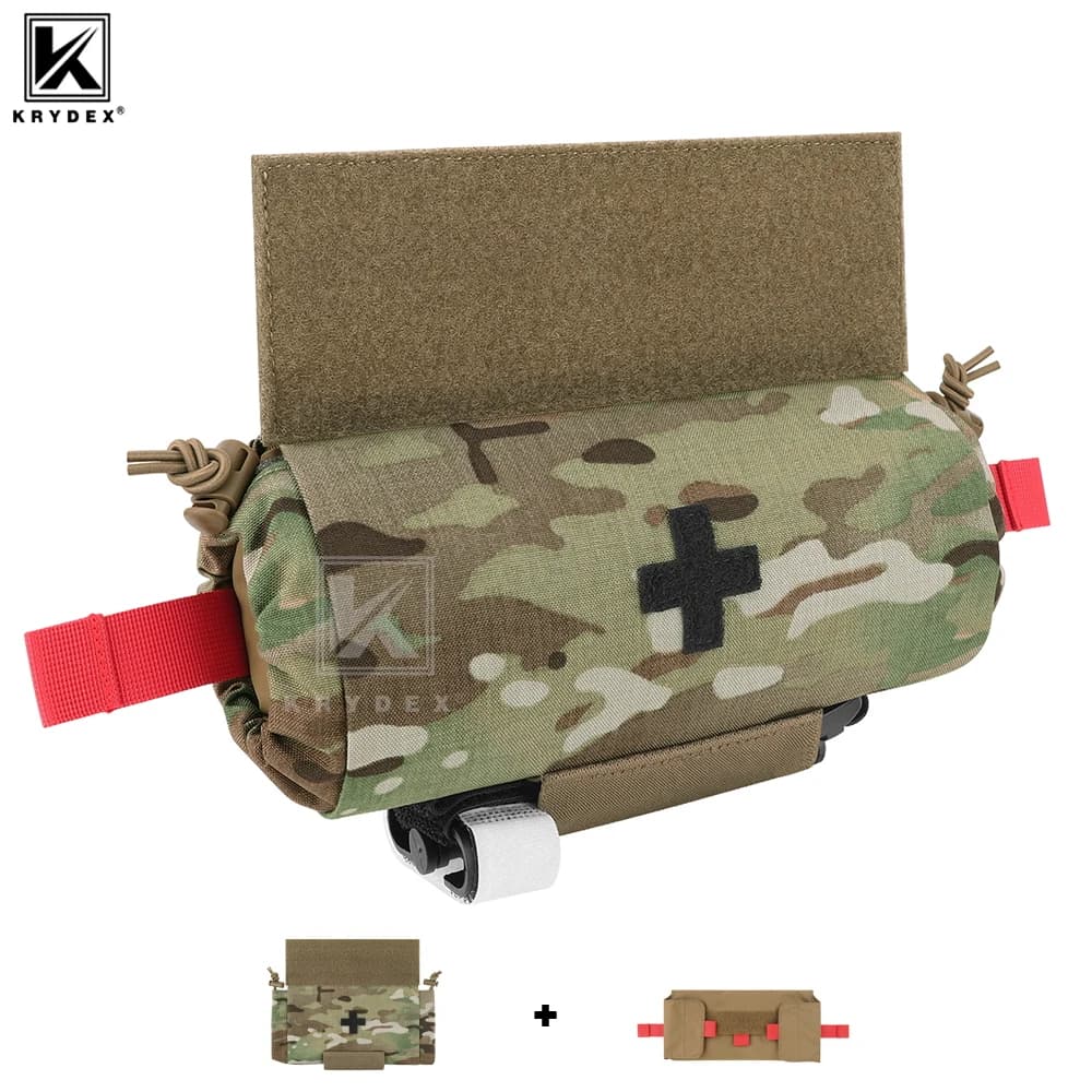 KRYDEX Tactical First AID Trauma Pouch Roll Up Medic Pouch EMT IFAK Dangler Drop Dump Pouch für Weste Chest Rig