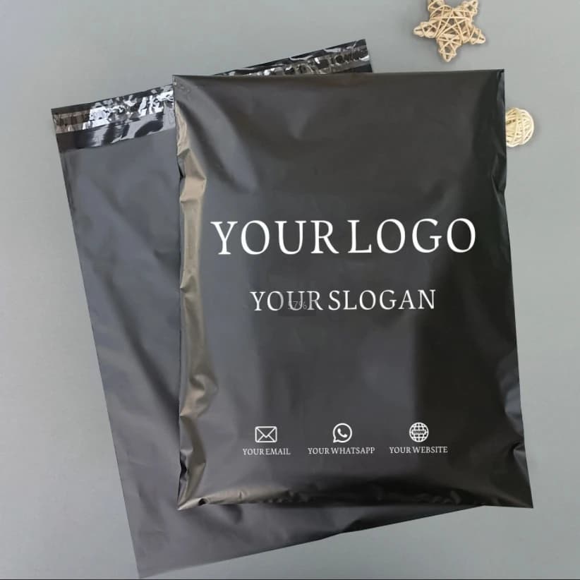 Schwarze Express-Tasche Geschenkverpackung Versandtasche Wasserdichte Plastiktüte Transportprodukt Selbstklebende Tasche mit Individueller Logodruck
