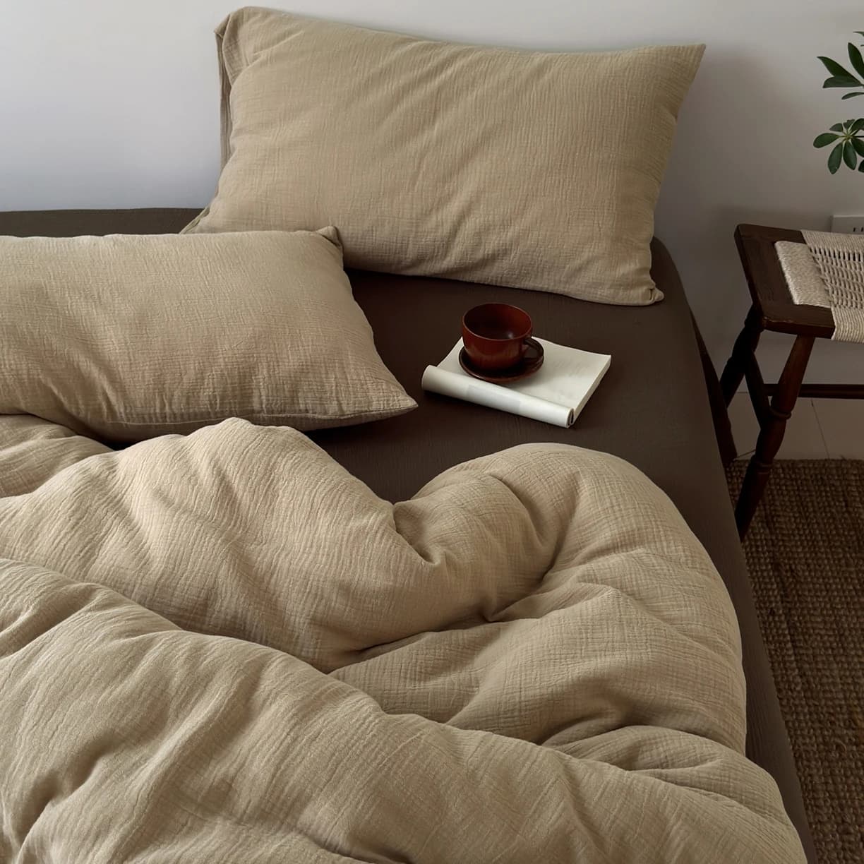 Bettbezug-Set aus 100 % Baumwolle, faltigem Garn, Einzel-/Queen-/King-Size-Bettbezug, Housse de Couch, 220 x 240, einfarbig, weich, 이불 Lorenzo