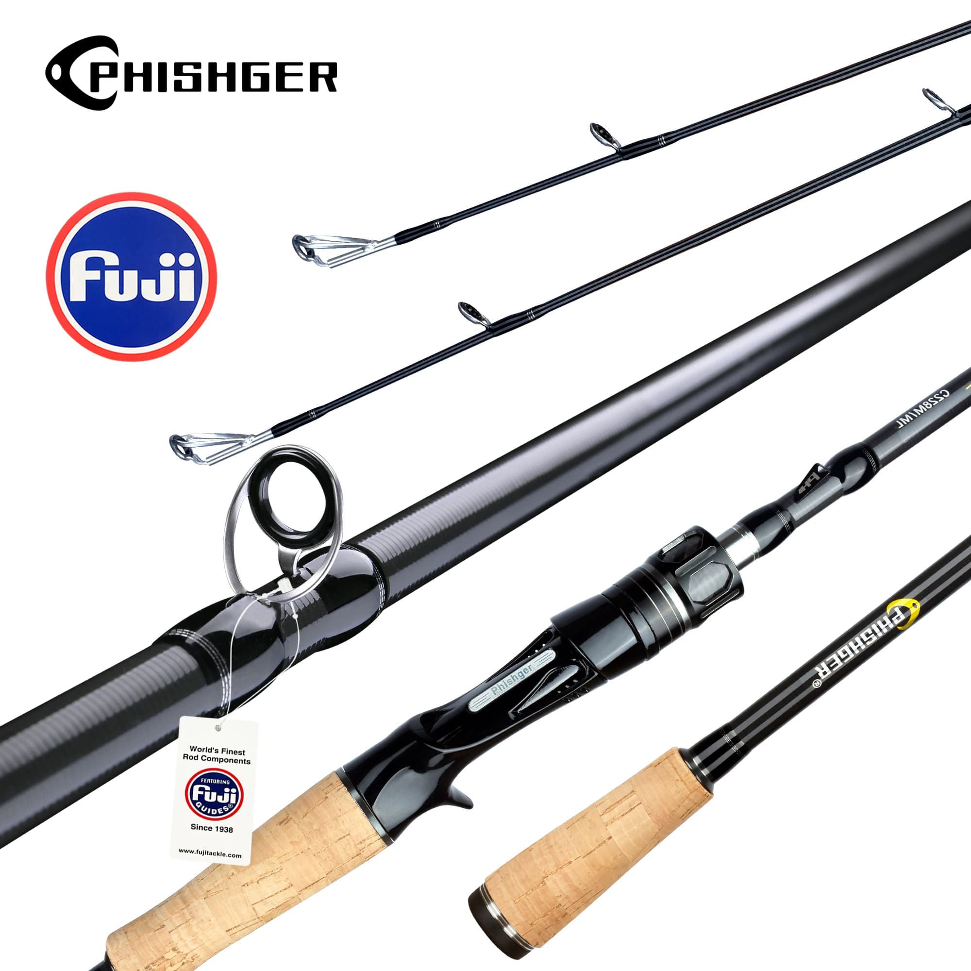BIUTIFU Spinning Casting Fuji Angelruten 1,98/2,1/2,4/2,7/3,0/3,3 m T800 Carbon 2 Spitze ML/M/MH/H Köder 5-80g Baitcasting Schnelle Pole